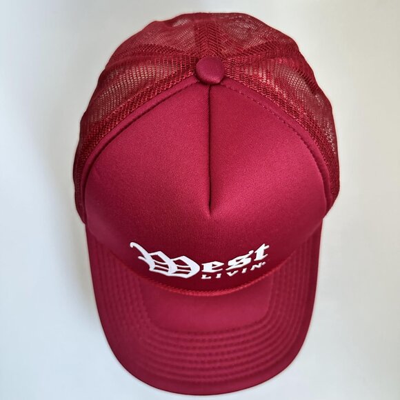 West Livin Decky Trucker Hat Rope Adjustable Snap Back Wine Red Cotton Blend - Picture 3 of 9